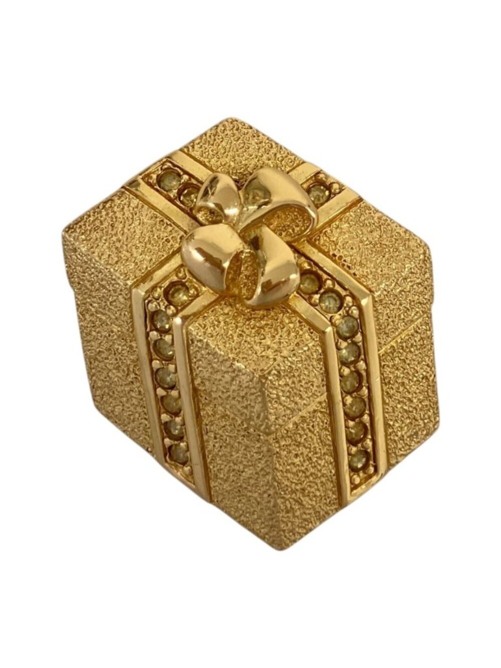 Dior Vintage Box Motif Brooch Gold Colored
